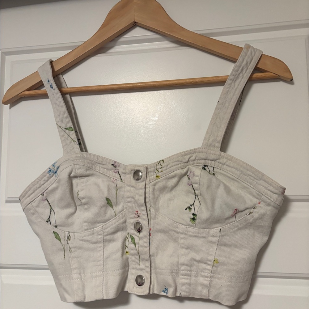 Parker white denim Bustier Top